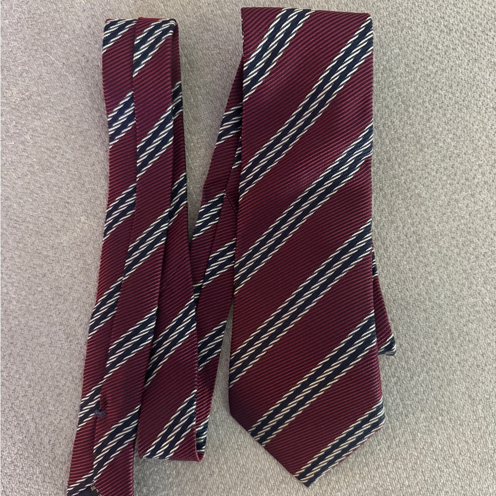 (Auth) Ermenegildo Zegna Burgundy Striped Tie
